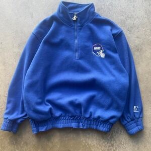 Vintage 90s Logo Athletics New York Giants Sapphire Blue Fleece Quarter Zip